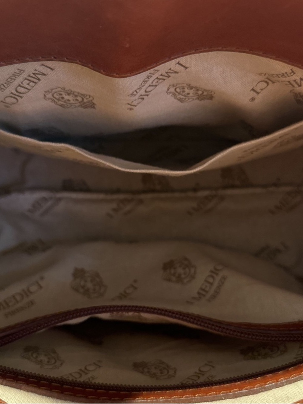 Chestnut Brown Italian Leather Shoulder Bag with Top Handle - Picture 3 of 3